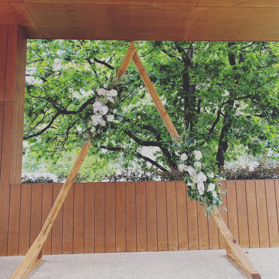 Triangle wooden arbour