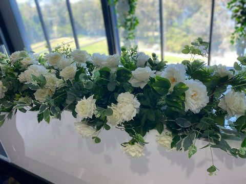 White roses & green flowers arrangement