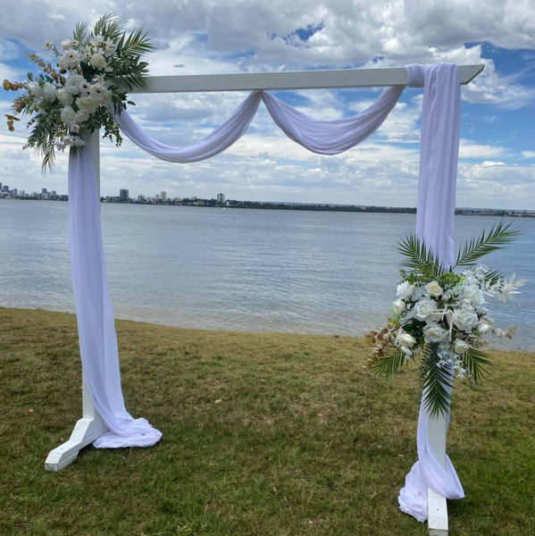 white rose with palm flower set