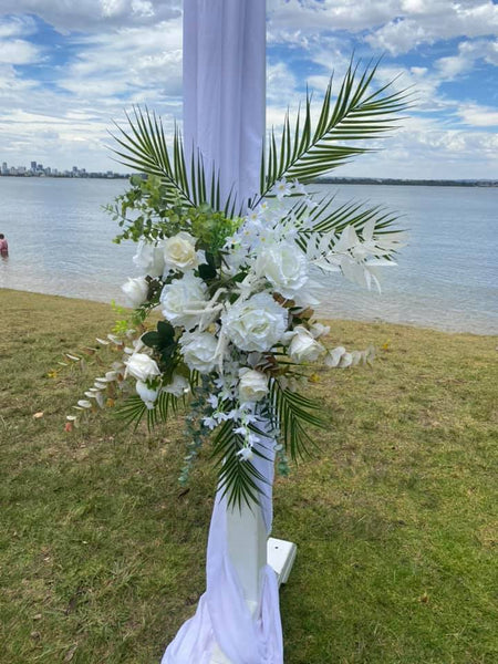 white rose with palm flower set