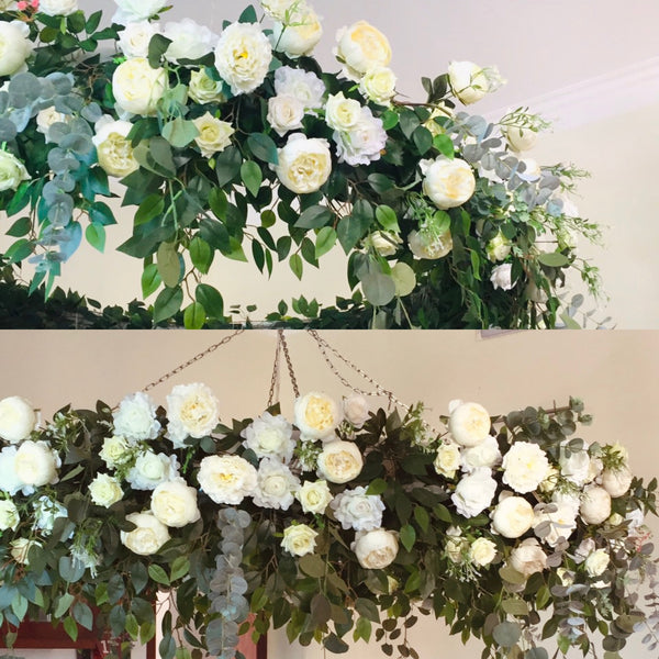 White & greenery floral chandelier