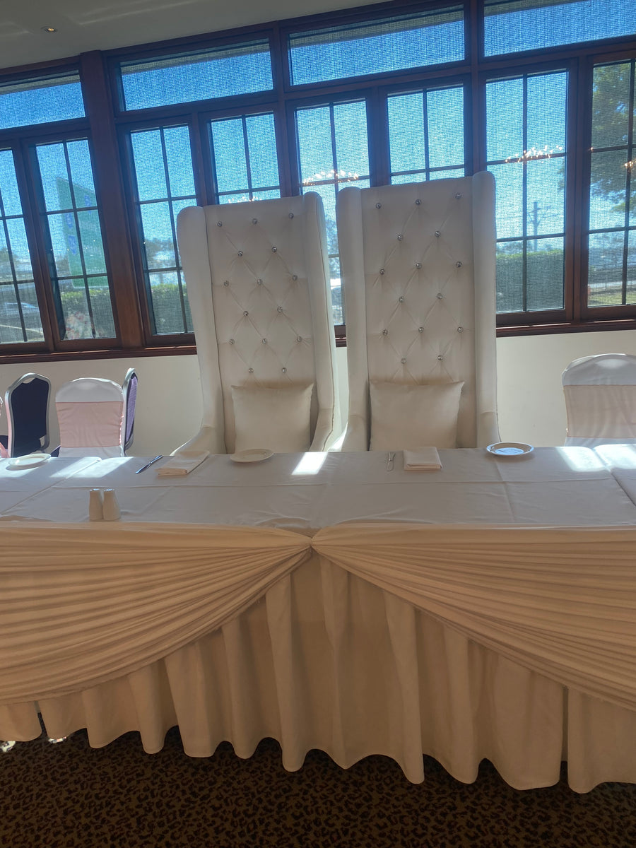 White leather King&Queen chairs Set 2 Rosy Events Hire