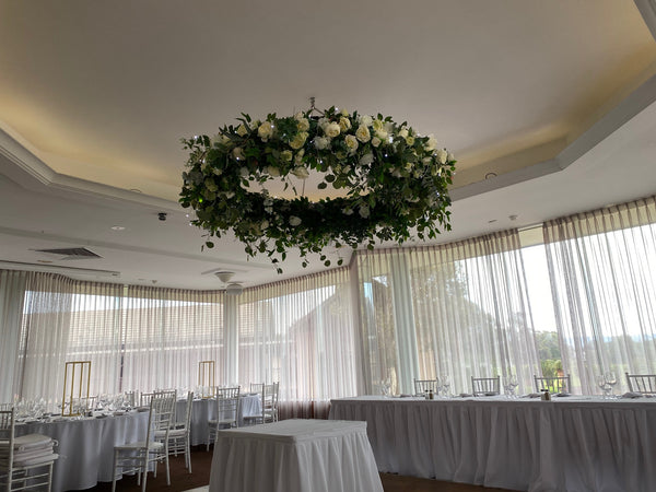 White & greenery floral chandelier