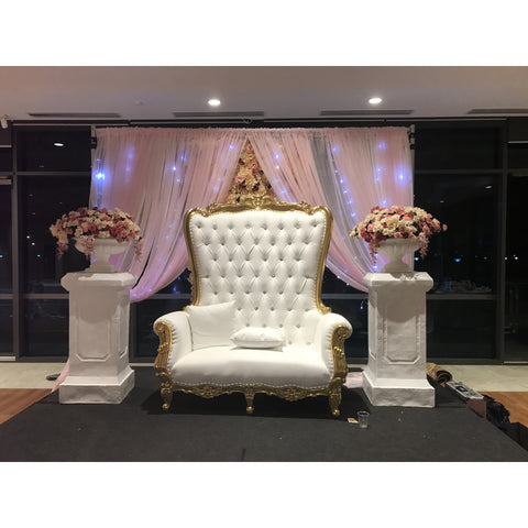 Light Pink or White drapes backdrop with fairy light
