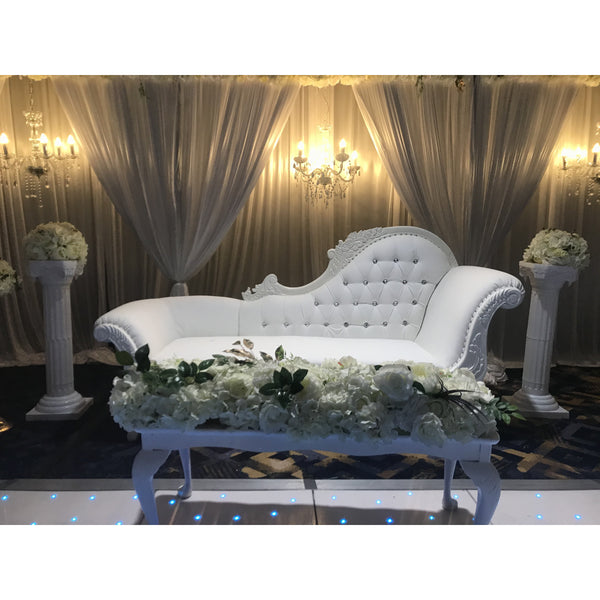 White leather chaise lounge throne chair - Set 6