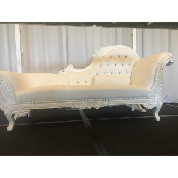 White leather chaise lounge throne chair - Set 6